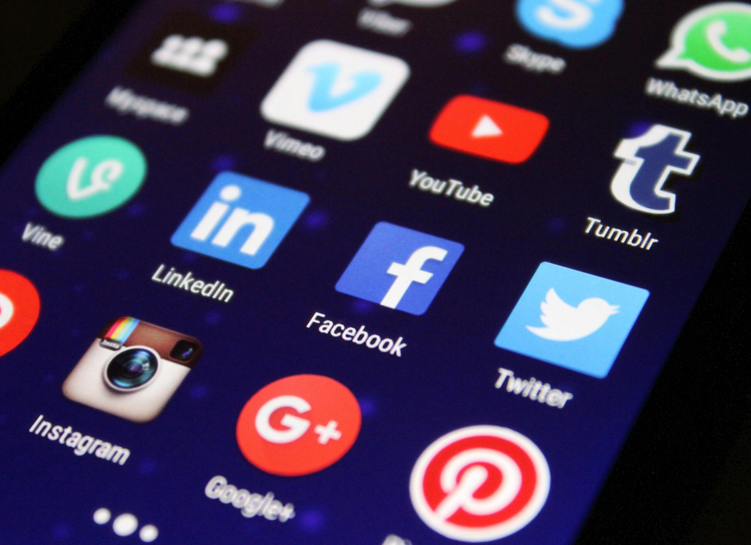 Social media icons on phone